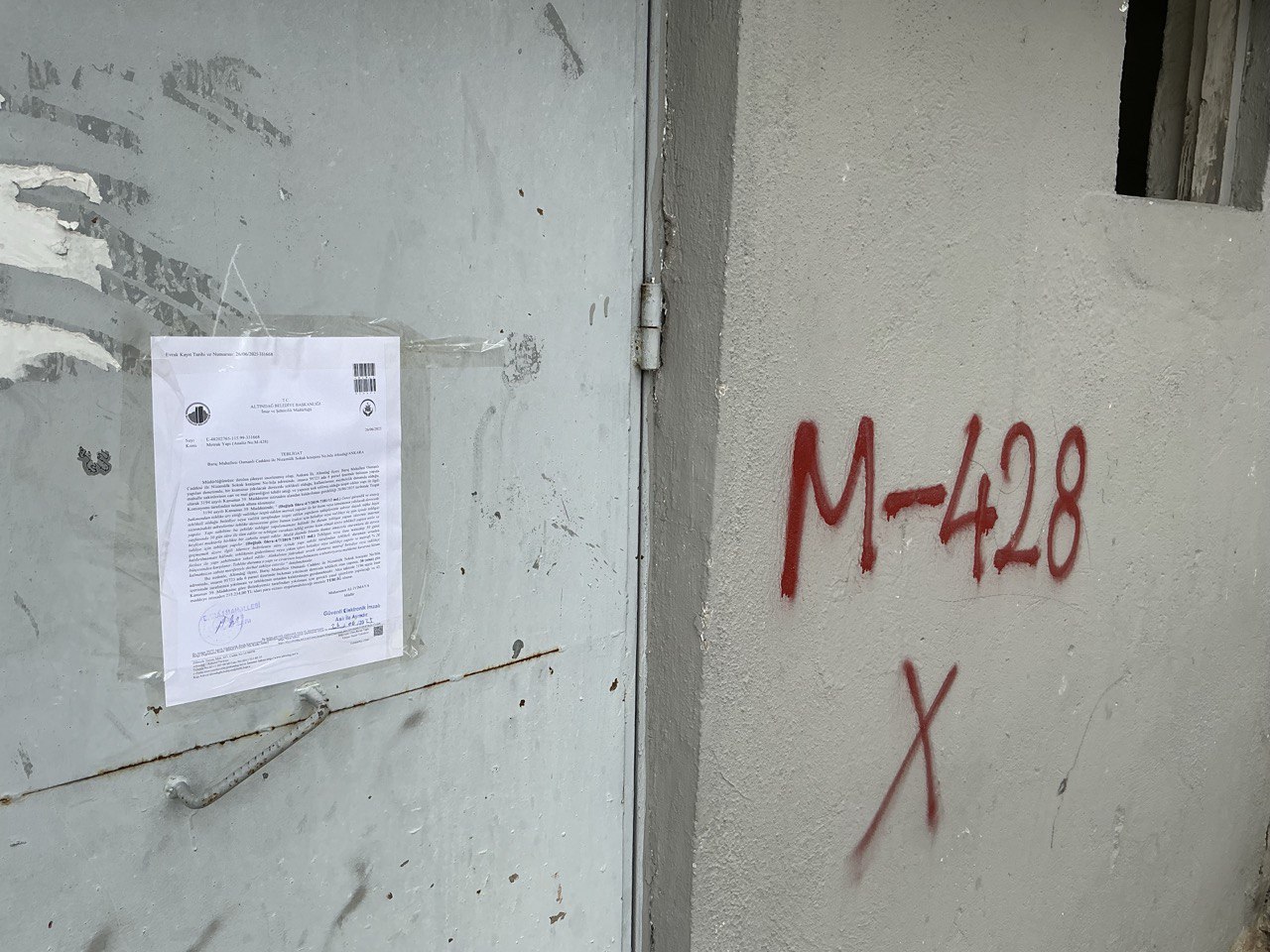 Baraj Mahallesi Osmanlı Caddesi ile Nizamülk Sokak kesişimi No:bila Yıkım Tebligatı