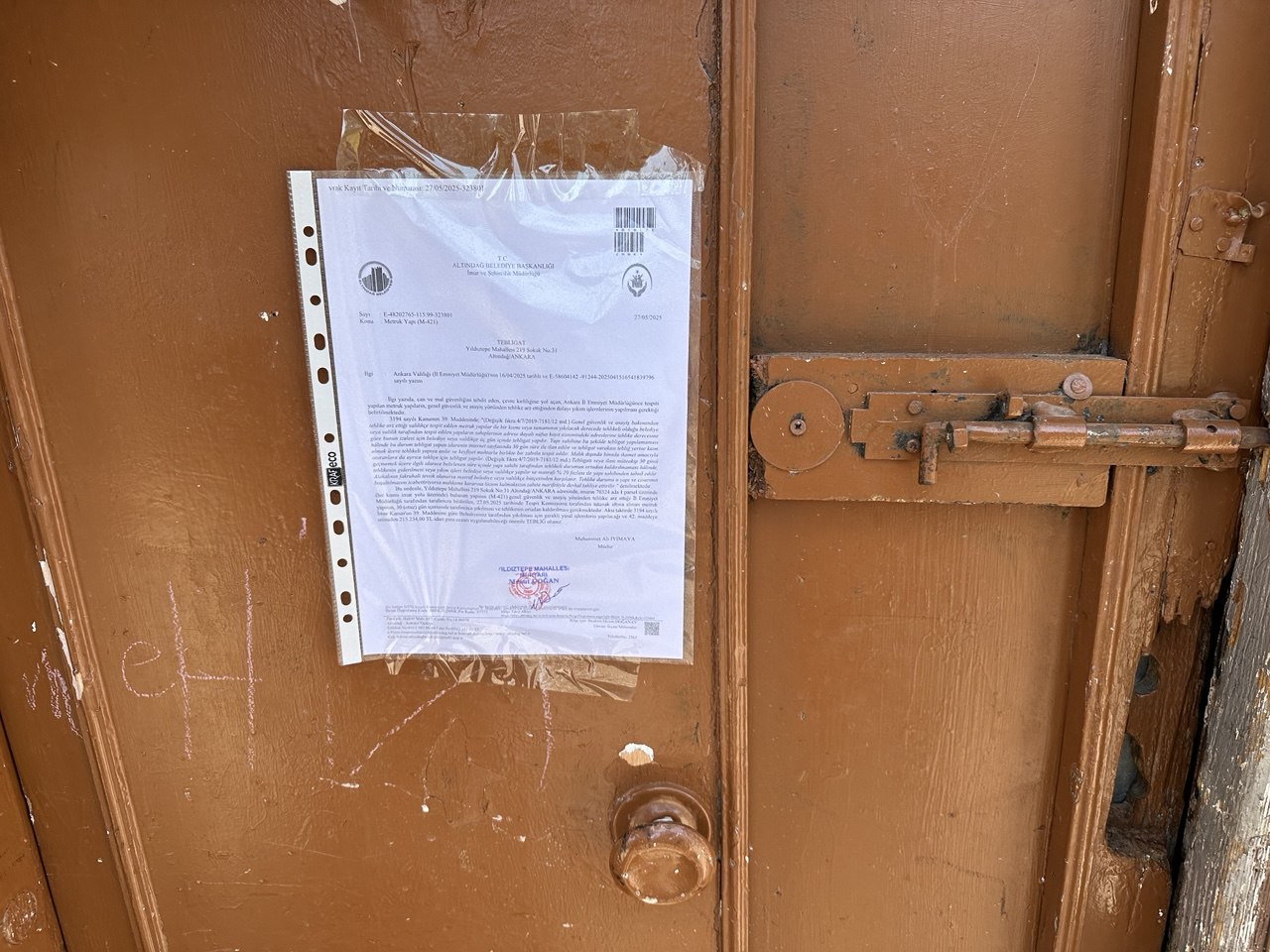 Yıldıztepe Mahallesi 219 Sokak No:7 Yıkım Tebligatı